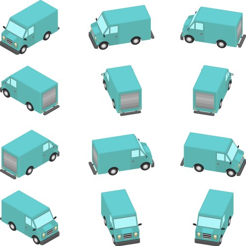 Animation of the rotation car in isometric vector image