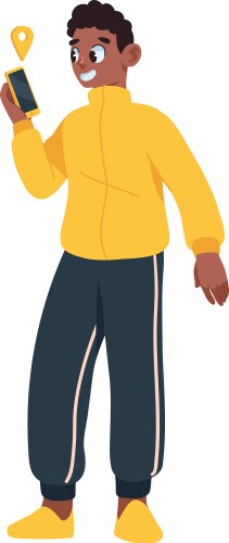 Man using gps navigation app vector image
