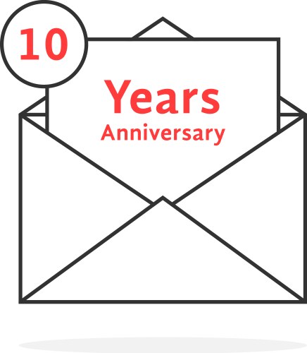 Thin line 10 years anniversary logo like open vector image