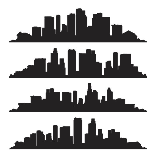 Monochrome City Skyline Stickers Vector Image