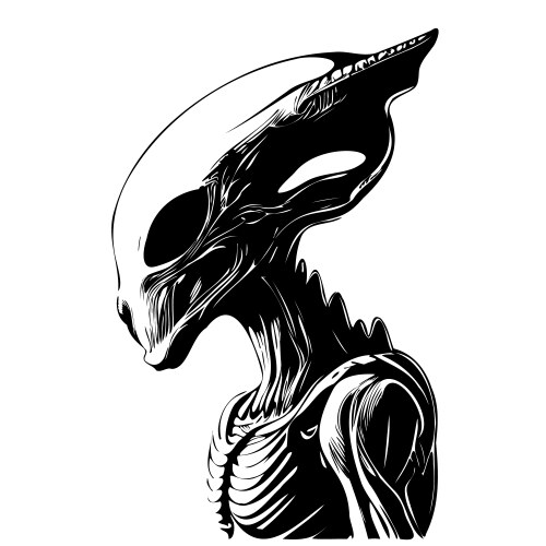 Alien space sketch hand drawn in doodle style Vector Image