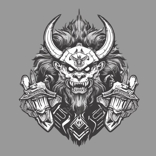 Viking skull with helmet Vector Image