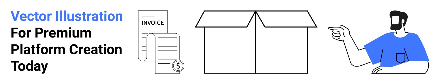 Man gesturing towards open box with invoice vector image