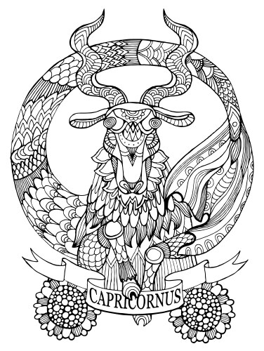 Capricorn Zodiac Coloring Page Vector Image