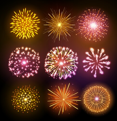 Set firework Royalty Free Vector Image - VectorStock