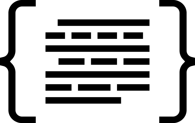 Code brackets with letters nlp glyph icon vector image