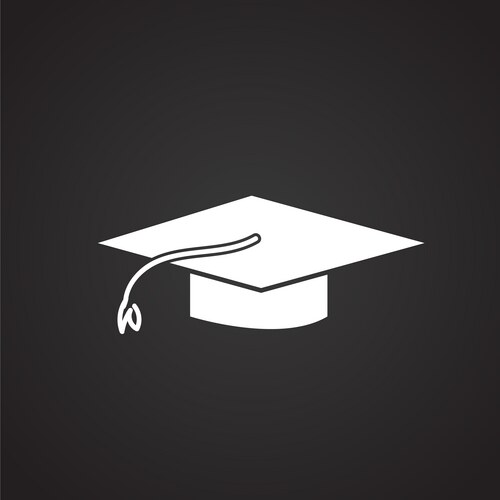 Graduation cap on black background Vector Image