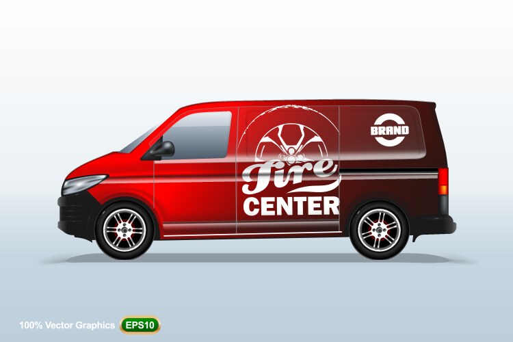 Red Delivery Van Template Vector Image