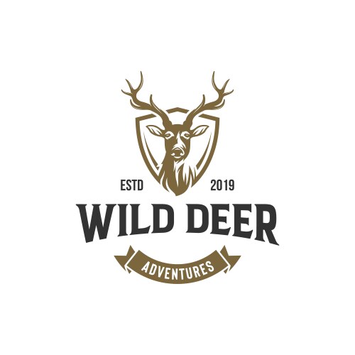 Wild deer vintage logo design template Vector Image