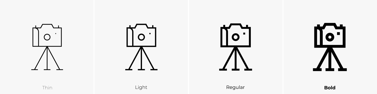 Cctv camera icon thin light regular and bold Vector Image