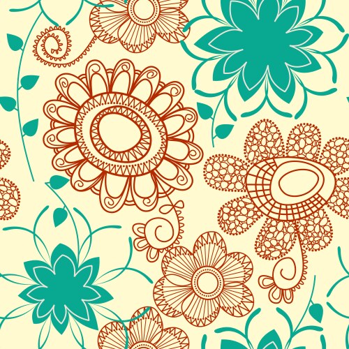 Doodle seamless print floral background Royalty Free Vector