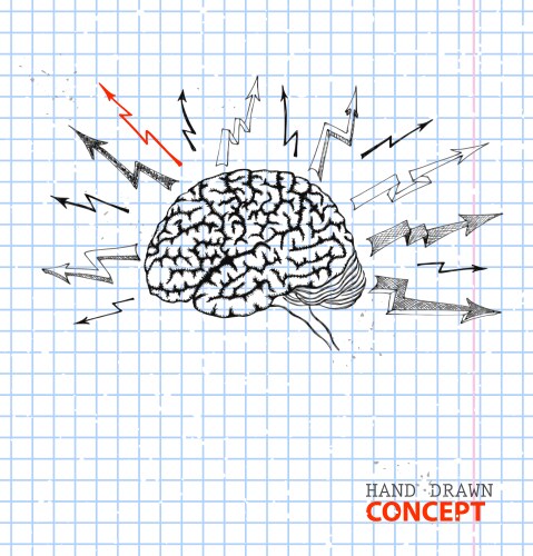 Hand-Drawn Brain Illustration Vector Image