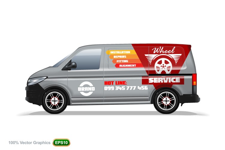 Grey Delivery Van Service Template Vector Image
