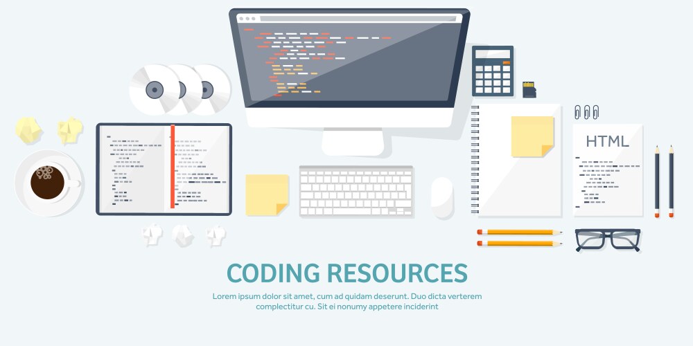 Programmingcoding flat computing background vector image