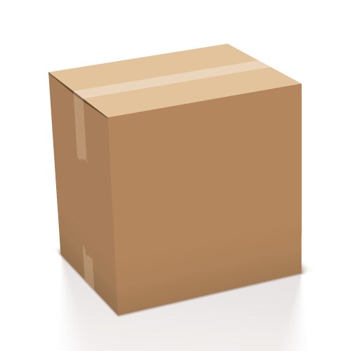 Closed cardboard box taped up isolated on white Vector Image
