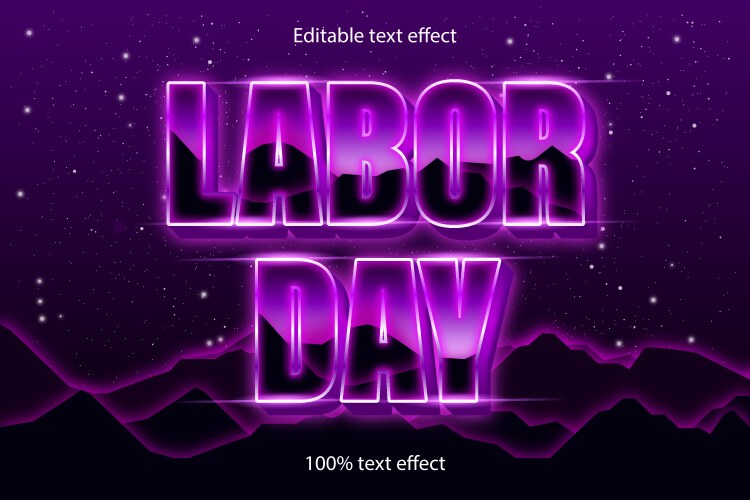 Labor day editable text effect retro style vector image
