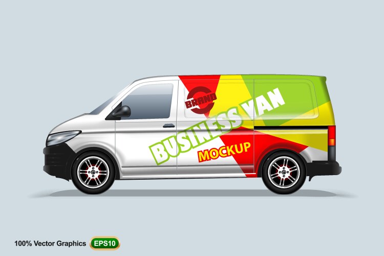 Delivery Van Advertising Mockup Vector Image