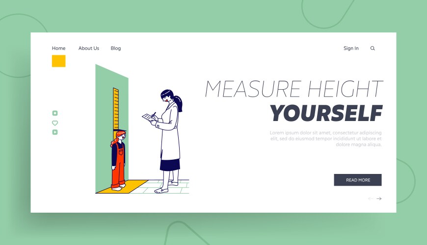 Medical check up kids growth landing page vector image