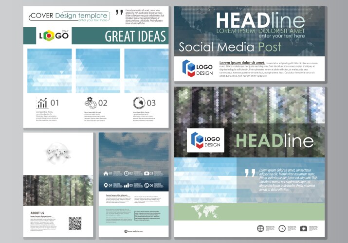 social media posts set abstract design templates vector image