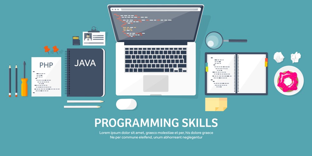 Programmingcoding flat computing background vector image