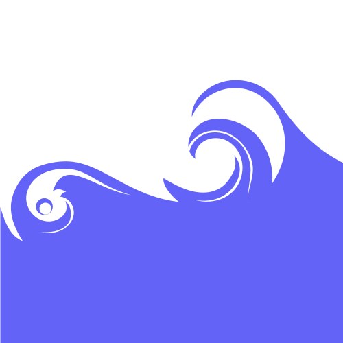 Big blue wave on white background Royalty Free Vector Image