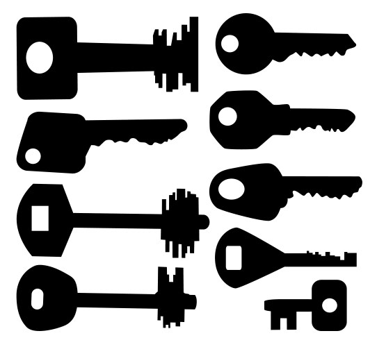 Key silhouettes Royalty Free Vector Image - VectorStock