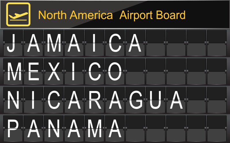 north america country airport board information vector