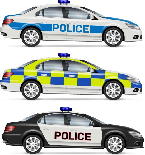 Realistic Police Cars Side View Vector Image