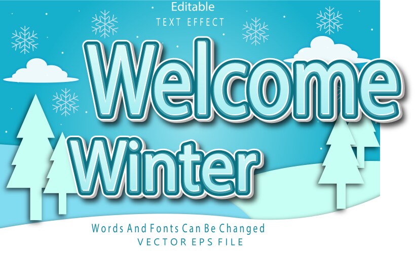 Winter solstice editable text effect emboss Vector Image