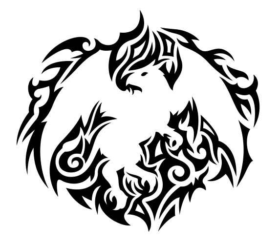 Black tribal tattoo pattern around griffin Vector Image