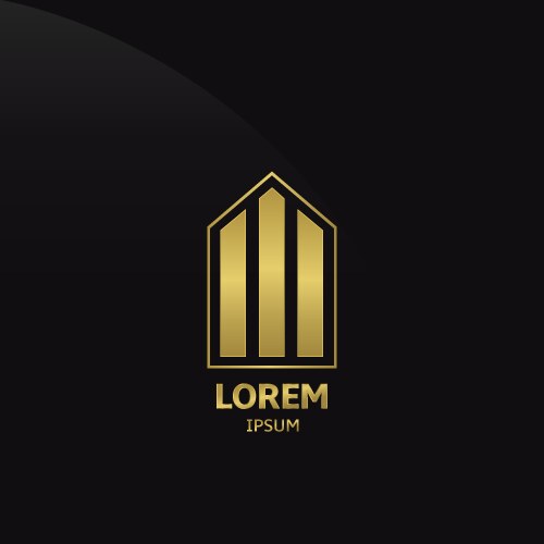 House roof construction building gold logo Vector Image