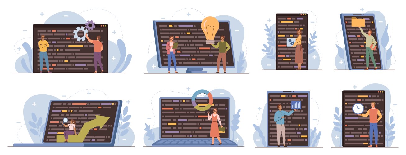 Coding programmer and big devices vector image