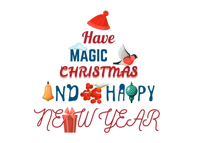 Festive Merry Christmas & Happy New Year Greeting Vector Image