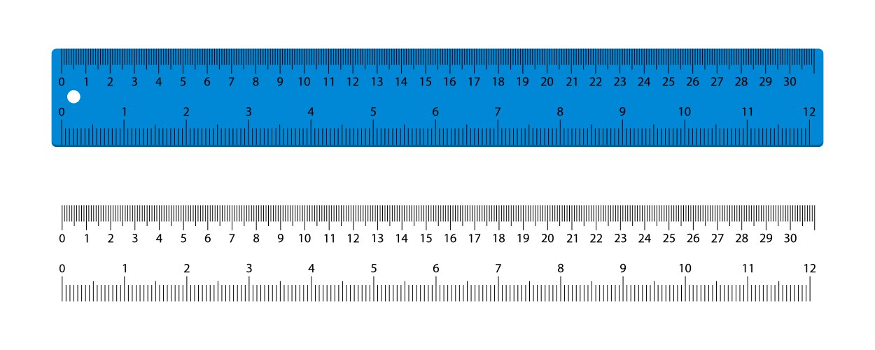 Ruler scale with inch and centimeter plastic blue vector image