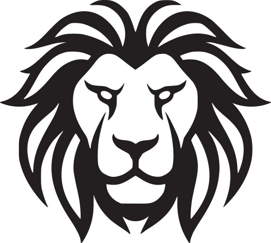 Black and White Lion Portrait Vector Image