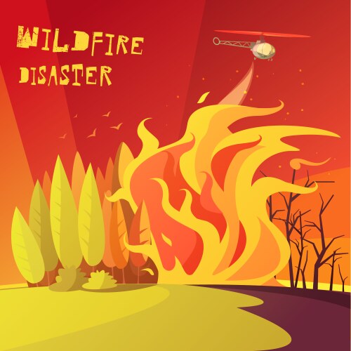 Fire natural disaster wildfire tree in flame Vector Image