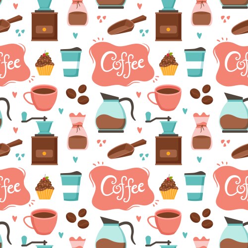 Coffee time seamless pattern design with cacao Vector Image