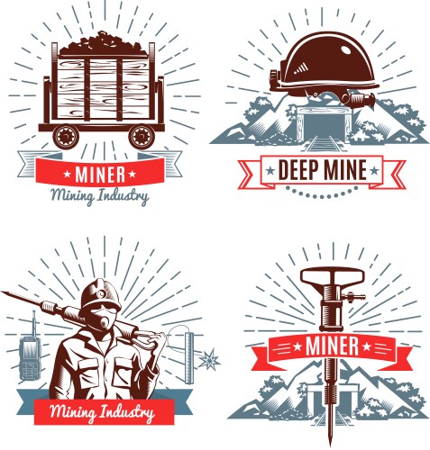 Coal mining industry set flat Royalty Free Vector Image