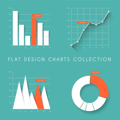 Set of flat design statistics charts and graphs vector image