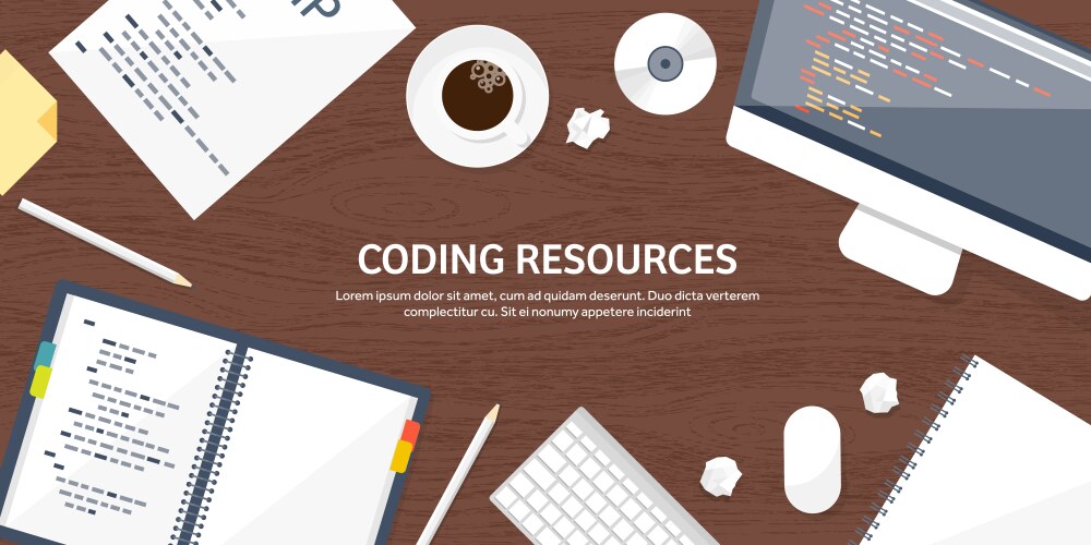 Programmingcoding flat computing background vector image