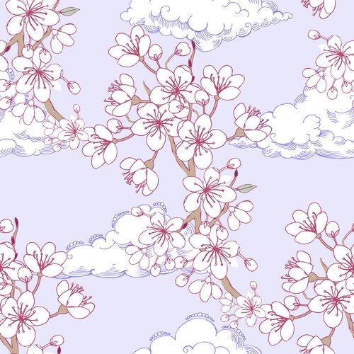 Sakura Blossom Seamless Pattern Vector Image