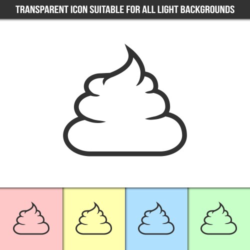 Simple outline transparent poop icon on different vector image