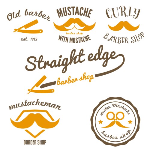 set of vintage barber shop logo labels badges vector image vector image