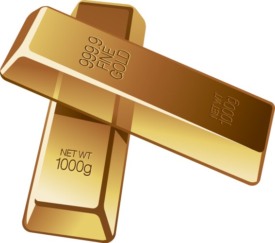 Gold bars on white background Royalty Free Vector Image