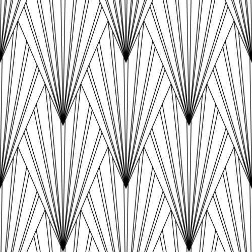 Art deco pattern fanning seamless black and white vector image