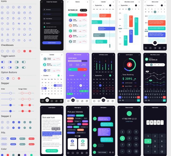 Phone gui template wireframe ui kit Royalty Free Vector