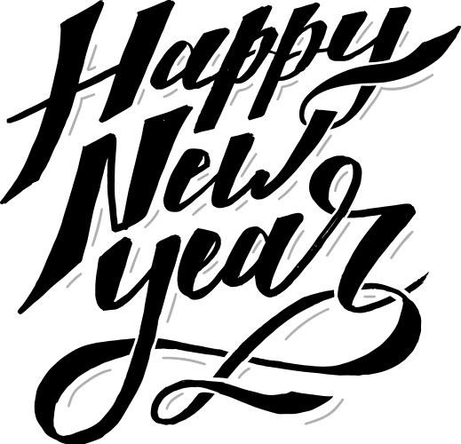 Happy new year phrase lettering calligraphy brush vector image