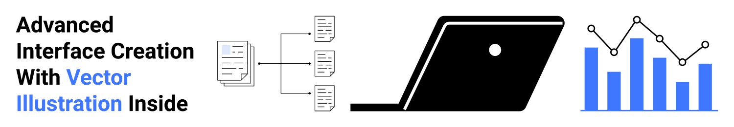 Digital interface design process with data flow vector image