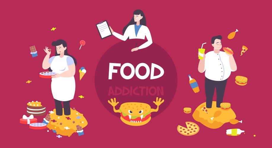 Food addiction background vector image