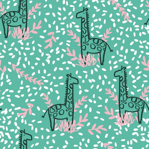 Giraffe safari seamless repeat pattern design Vector Image